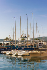 Obraz premium Port in Tivat city in autumn, Montenegro