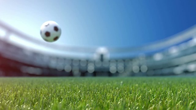 soccer ball movint to the center of camera view.