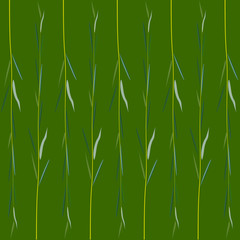 орнамент из ивовых веток на зеленом фоне, векторная иллюстрация