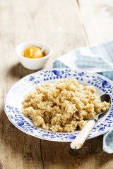 Austrian crumble dessert with fruit puree