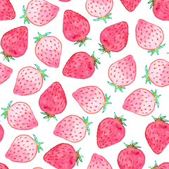 Seamless watercolor strawberry pattern
