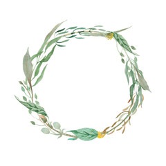 watercolol wreath of grass