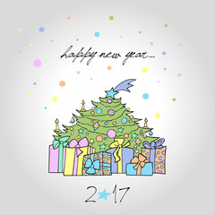 happy new year greeting card vector illustration