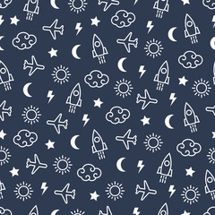 Sky seamless pattern. Vector illustration.