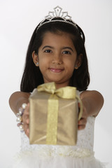 girl holding gift