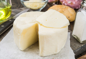 round piece of soft cheese