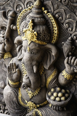Indian God, Ganesh with gold details.
