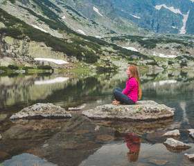 young tourist is practicing yoga