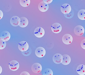 Fototapeta premium background on blue and pink background balls look, smile and make faces