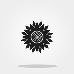 Sunflower cute icon in trendy flat style isolated on color background. Thanksgiving symbol for your design, logo, UI. Vector illustration, EPS10.