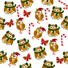 christmas owl in santa hat