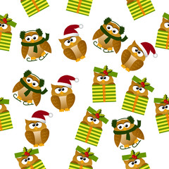 Naklejka premium christmas owl in santa hat