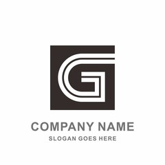 Monogram Letter G Double Strips Geometric Square Business Company Stock Vector Logo Design Template