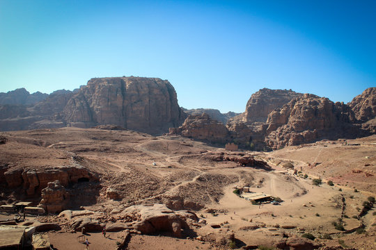 Panorama of historical and archaeological city of Petra, Jordan