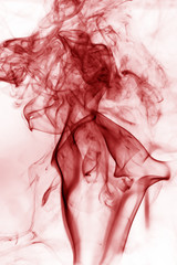 Toxic fumes movement on a white background..Red smoke movement o