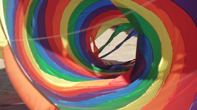 Floating multi-colored parachute