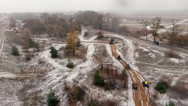 Aerial view of atv on the track.