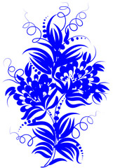 romantic painting flower blue silhouette vector eps10 folk art d