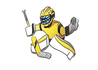 Hockey Goalie Player in cartoon style. Layered for easy edit vector.