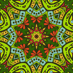 green spring geometric seamless tribal  pattern 