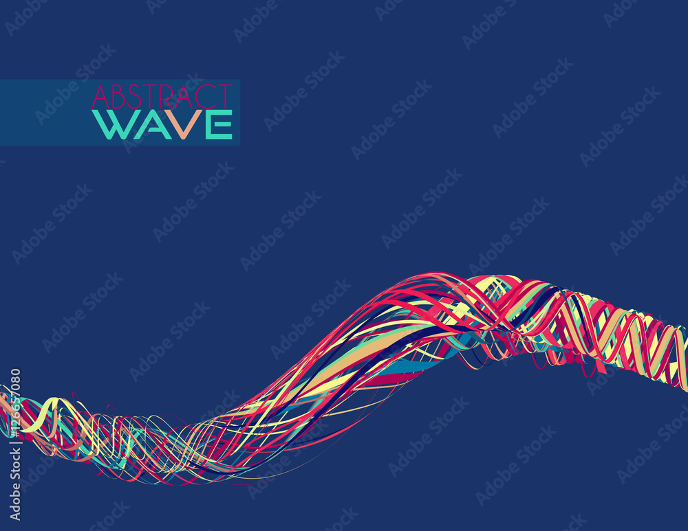 Poster Abstract wave. Pattern with wavy thin color strips
