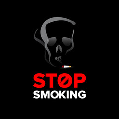 Stop smoking poster, billboard design. Stop smoking  sign. Isolated vector illustration on black background.
