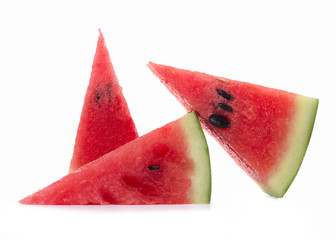 Sliced ripe watermelon isolated on white background