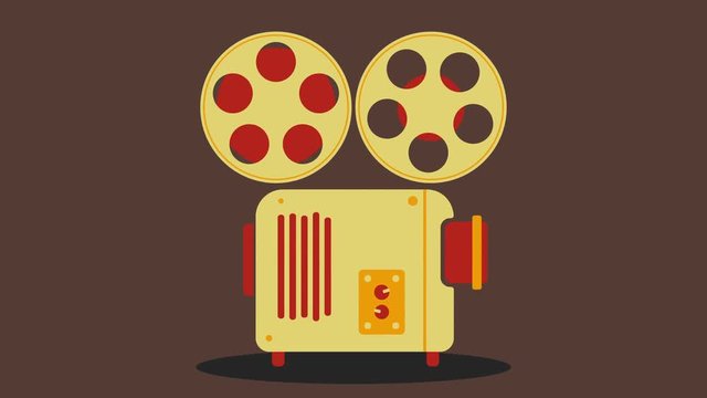 Retro cinema icon with smooth waving animation. Available in 4K FullHD and HD video 2D render footage on white. Animation logo icon for yours presentation.