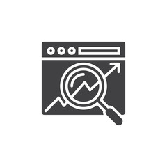 Search optimization icon vector, filled flat sign, solid pictogram isolated on white, logo illustration