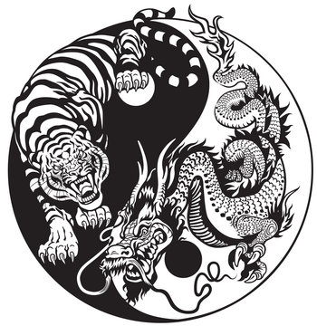 dragon and tiger yin yang symbol of harmony and balance