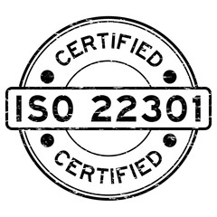 Grunge black ISO 22301 certified round rubber stamp