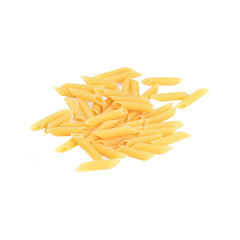 Raw pasta on a white background