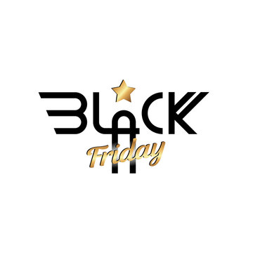 Black Friday modern label. Lettering logo for poster, banner, invitation, presentation. Vector illustration on white background.