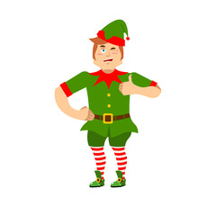 Good Christmas elf winks and thumbs up. Sign all is well. Cute j