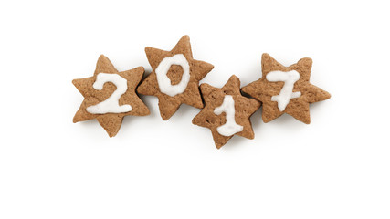 christmas ginger cocoa cookies with 2017 number for new year