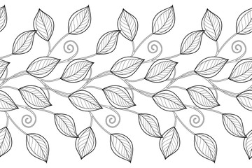 Vector Seamless Monochrome Floral Pattern