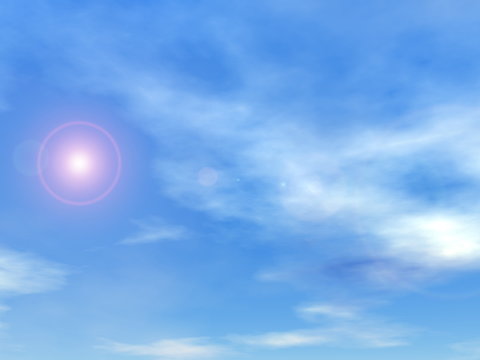 Sun in the sky background - 3D render