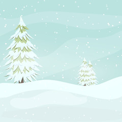 Christmas blue background with snow