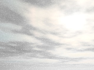 Winter snowy grey day background - 3D render
