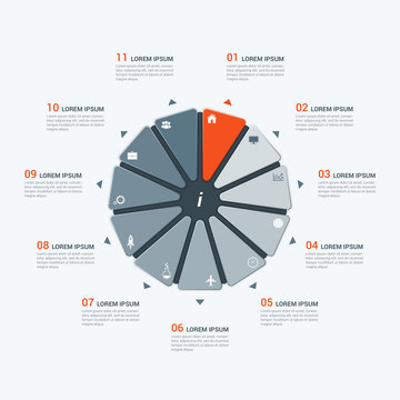 Vector infographic template with hendecagon 11 options