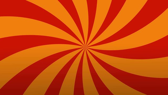 Retro Radial Red and Orange Pattern. Circus inspired retro rotating background pattern perfect for placing behind text. Available in 4K FullHD and HD video 2D flat render footage.