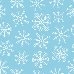 Hand drawn seamless snowflake geometry pattern. background vecto