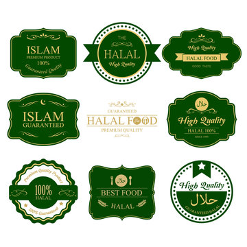 Guaranteed halal label.Ramadan and muslim label.