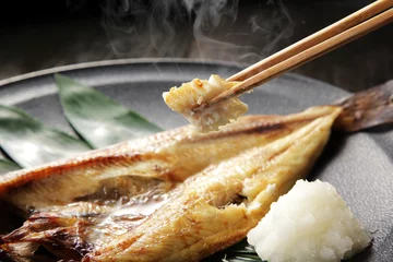 Deurstickers ほっけの焼き魚　Hokke grilled fish © Nishihama