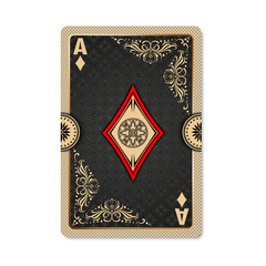 Naklejka premium Ace of diamonds. Playing card vintage style. Casino and Poker. Ace of diamonds as a screen saver application, and wallpaper. Vintage deck of cards.