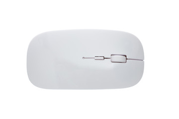 White computer mouse isolated on white background.