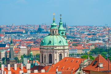 Fototapeta premium Aerial view of city center Prague, Czech Republic