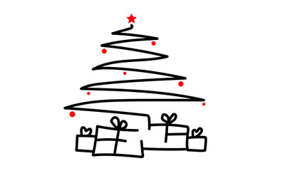 Abstract Christmas tree and gifts