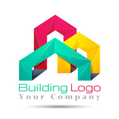 abstract city, building composition sign, icon, Colorful Vector 3d Volume Logo Design Corporate identity