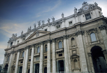 Fototapeta na wymiar exterior of St Peter Basilica rome italy important traveling lan